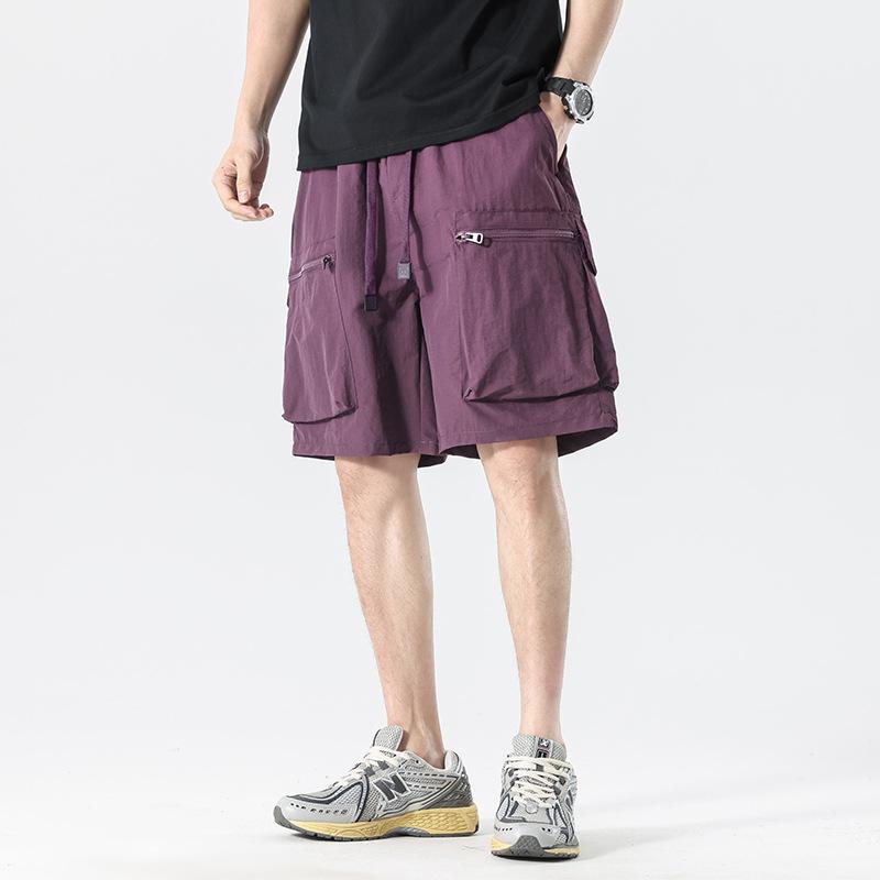 Men's Trendy Summer Loose Straight Cargo Shorts - Nylon Ice Silk, Mid-Length, Casual Fit