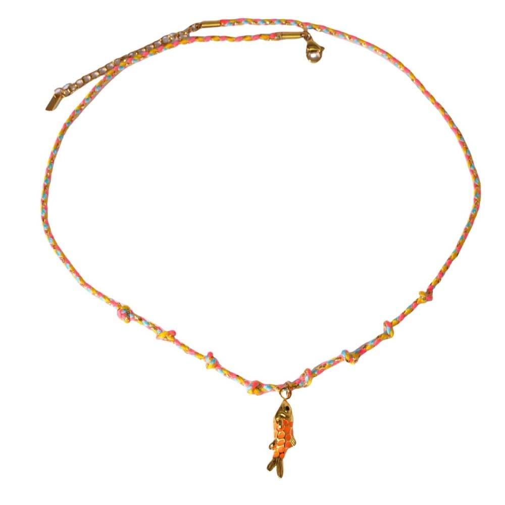 Movable Plated Enamel Fish Choker Ocean Style Enamel Koi Neck Pendant  Accessories