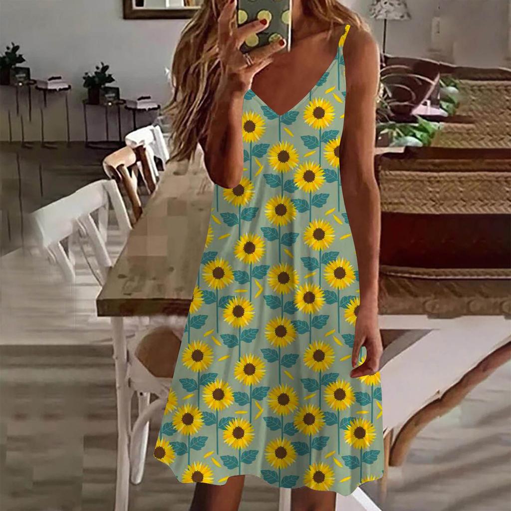 Женское платье, повседневная пляжная юбка с принтом, сарафан