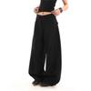 Womens Wide Leg Relaxed Fit Grey Trousers High Street Casual Pants With Pleats Drape Effect