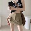 Khaki High-Waist A-Line Denim Skirt - Slim, Retro, Summer Style for Women