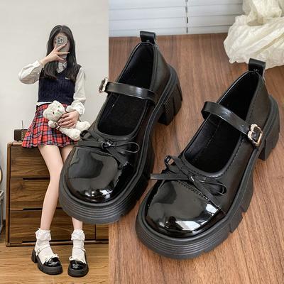 Туфли на толстой подошве и толстом каблуке на высоком каблуке для женской коллекции 2025 года, новая летняя юбка, французский круглый носок, маленькие ароматные туфли Мэри Джейн