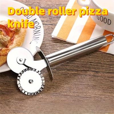 1 шт. Двойной барабанный нож для пиццы с двумя колесами, острый, ручной, из нержавеющей стали, для пиццы, пирогов, вафель, теста для торта