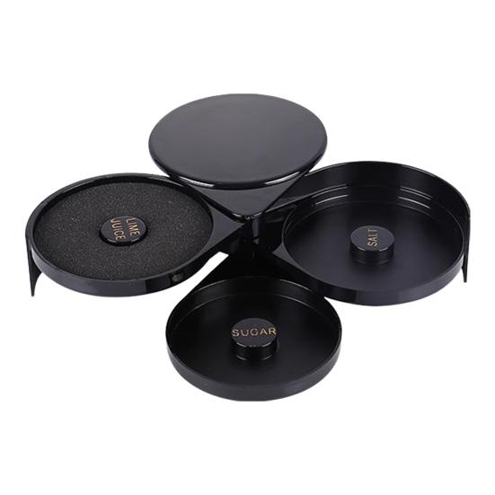 3 Tier Bar Glass Rimmer Salt And Sugar Rimmer Seasoning Box Cocktail Ingredient Separator Bartender Tool for Margaritas