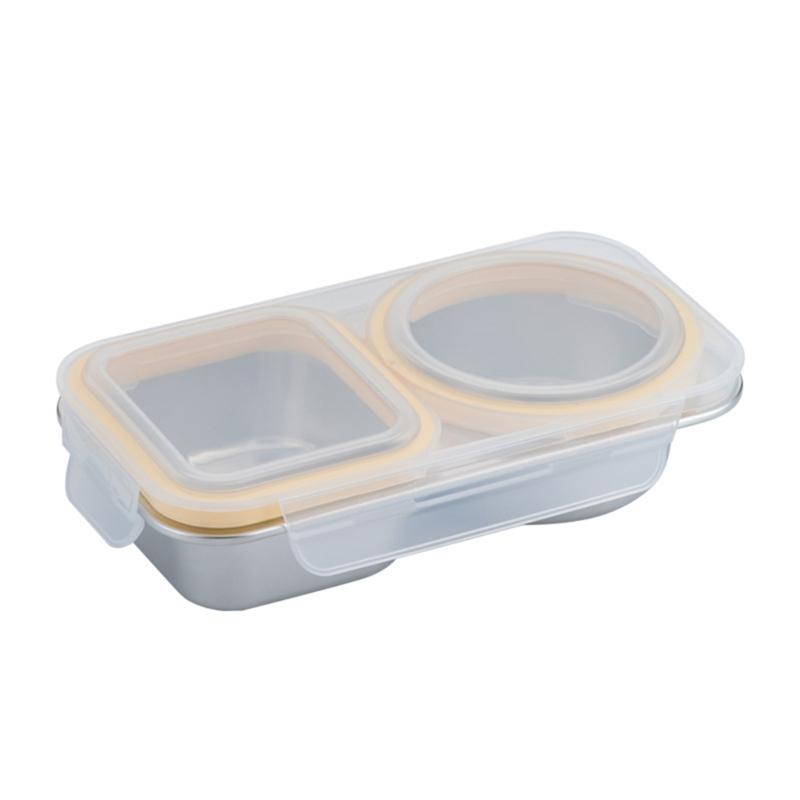 Контейнер для приготовления еды из нержавеющей стали, двойной отсек, ланч-бокс для офиса, поездок на работу и активного отдыха