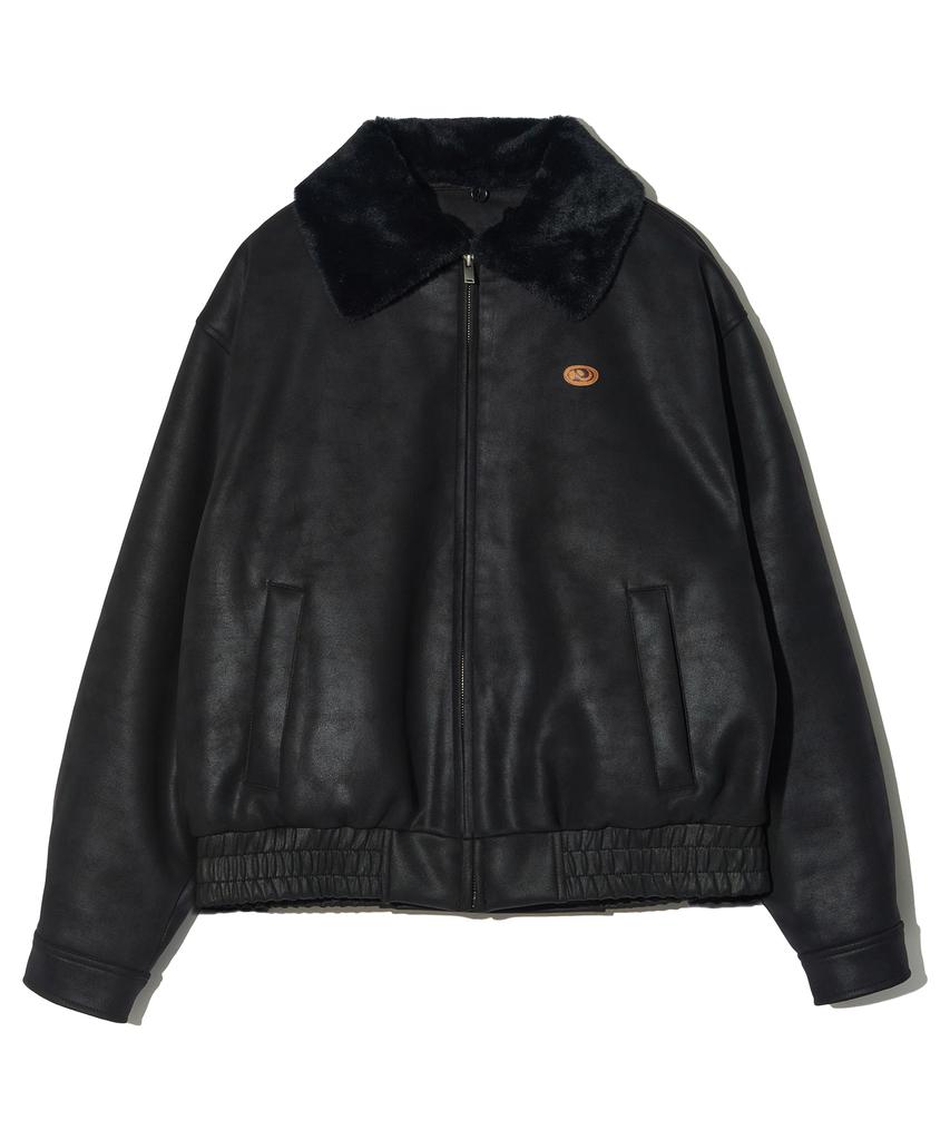 Peace Maker [2Type] Suede Mustang Padded Blouson (Black)