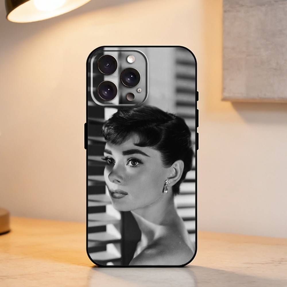 Актриса А-Одри Хепберн Чехол для телефона для iPhone 17,16,15,14,13,12,11 Plus,Pro Max,XS,Мягкий силиконовый черный чехол