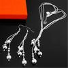 925 Sterling Silver Jewelry Sets For Women 18 Inches Fringed Beads Necklace Earrings Fashion Party Wedding Christmas Gifts