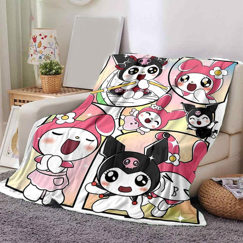 1pc Kuromi and Friends Soft Throw Blanket, Decorative Blanket, Living Room, Travel, Camping, Car Blankets, Beach, Office Naps, Perfect Gift for Birthd