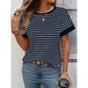 Женская полосатая футболка с вафельной вязкой и контрастной отделкой, короткий рукав, повседневная, с круглым вырезом