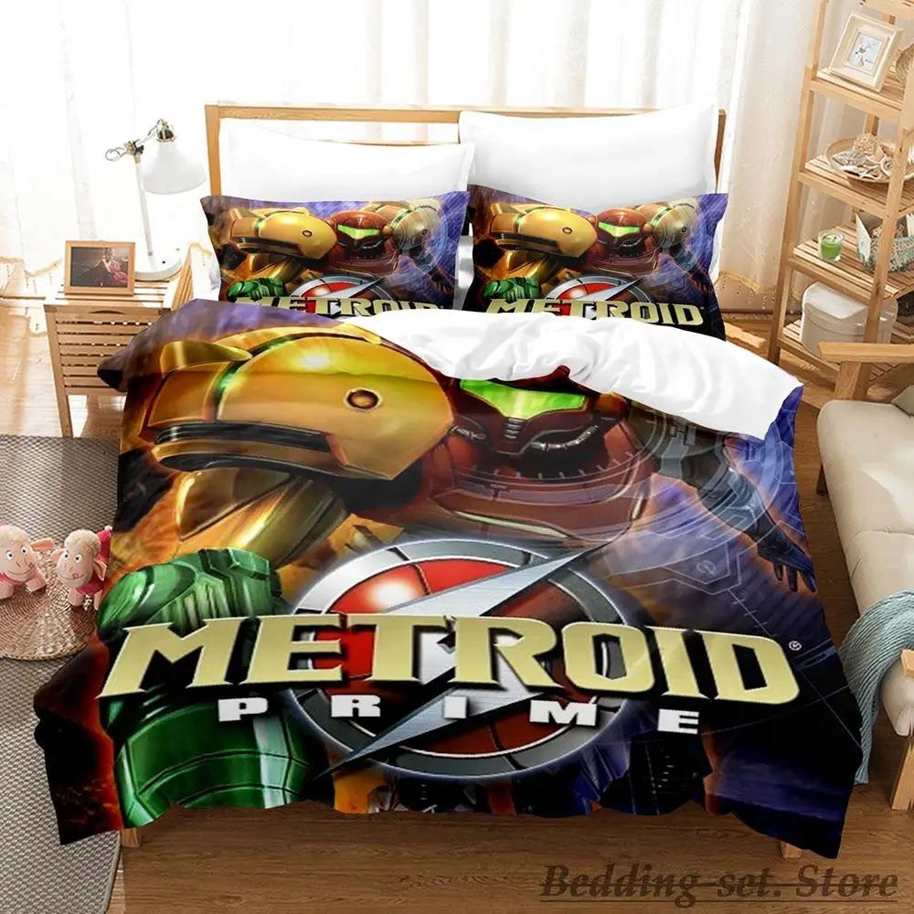 Metroid Prime Bedding Set Single Twin Full Queen King Size Bed Set Adult Kid Bedroom Duvetcover Sets Game Parure de lit Bed