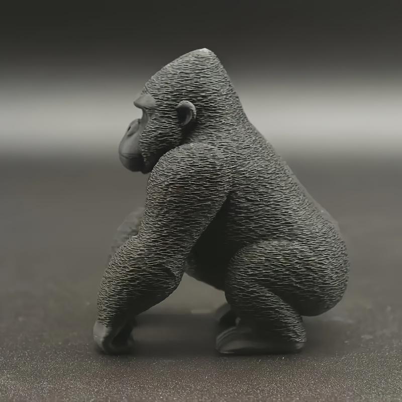Серебряная статуэтка гориллы, напечатанная на 3D-принтере, Реалистичное украшение-шимпанзе, Для украшения рабочего стола, офиса и загородного дома