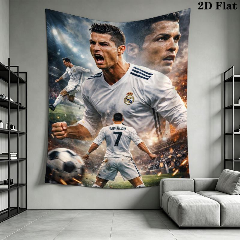 C Ronaldo Wall Tapestry Aesthetic Wall Hanging Printed Fabric Blanket Decorative Tapestries for Bedroom Living Room Home Decor