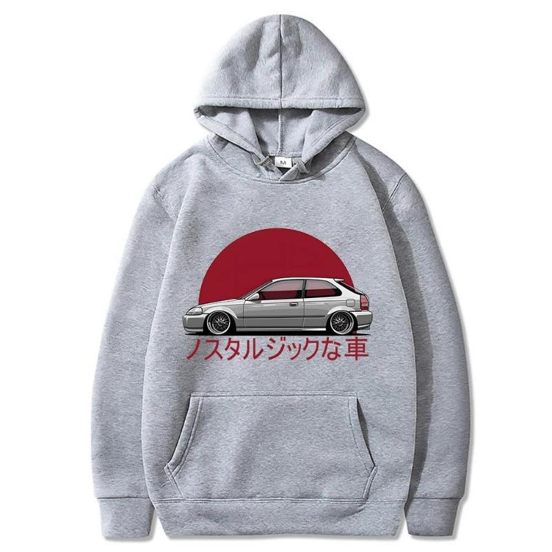 Men Nostalgic Car Hoodie Jdm Comic Printing Tracksuit Print Unisex Streetwear Hip Hop Autumn Winter Fashion Hip Hop Tops