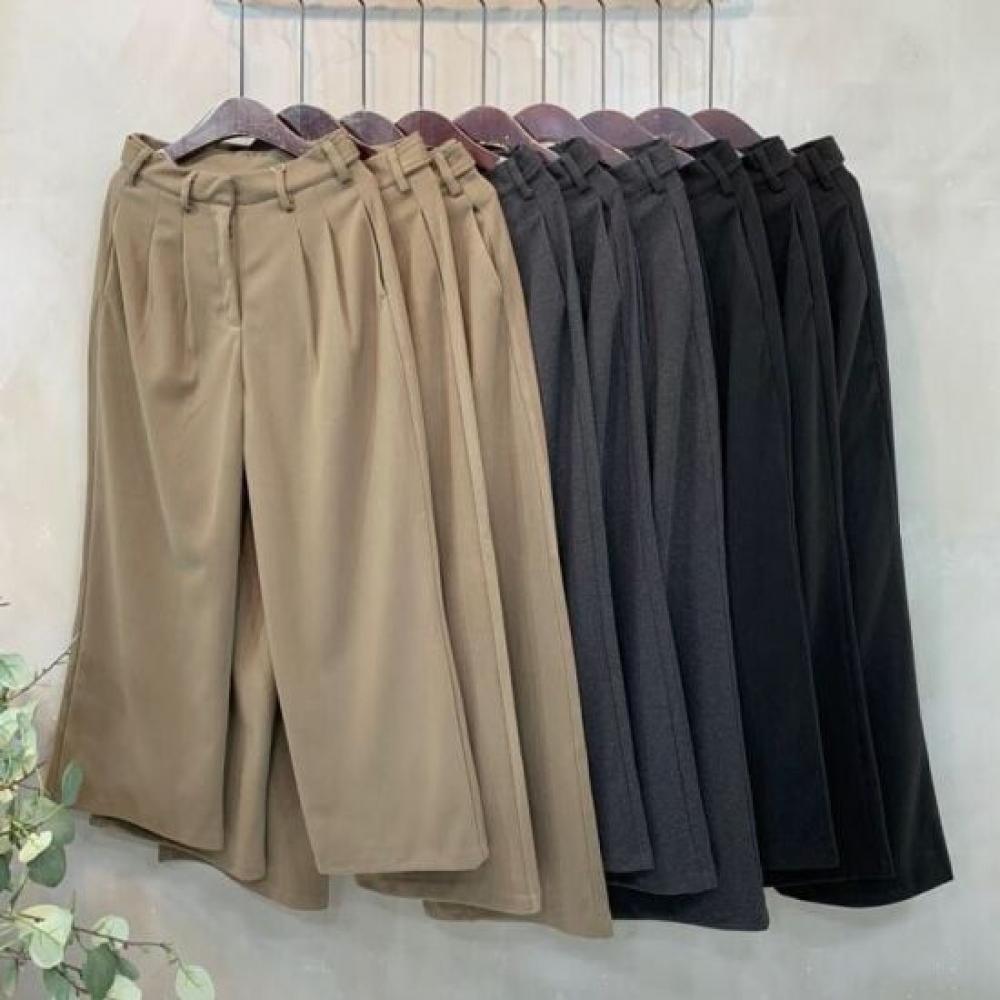 C S In The Room Ykk Zipper bruShed Wool Button tuCk Wide SlaCk 3Color