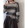 Youge Autumn Korean Striped Loose Sweater - Round Neck Pullover