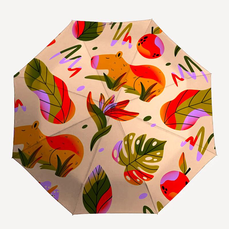 1pc Jungle Animals Automatic Opening/Closing Umbrella with Operation & Windproof Canopy - Folding Design, Holiday Gift yy260225158
