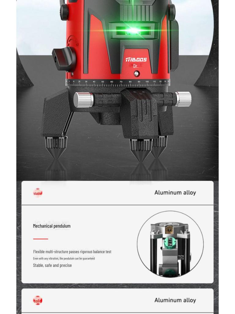 Высокоточный наружный зеленый лазерный уровнемер - инфракрасный, автоматическое нивелирование, мощный свет, тонкая линия, пять линий, 23.