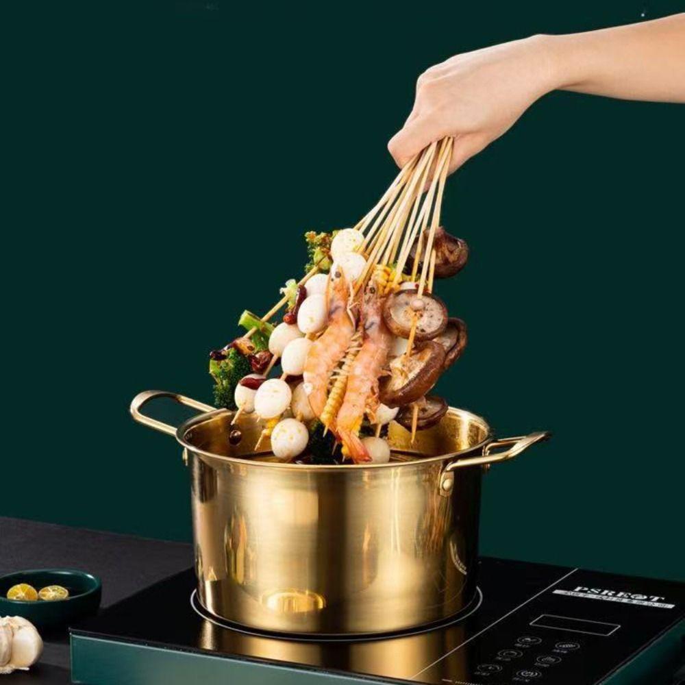 Углубленная корейская кастрюля для рамена из нержавеющей стали, кастрюля для приготовления супа, кухонная посуда, кастрюля для тушения, кастрюля для хот-пота