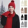 3Pcs/Set Women Hat Scarf Gloves Set Double-Layer Velvet Plush Ball Hat Cold Protection Scarf Touchscreen Gloves Set Ski Cycling Gear