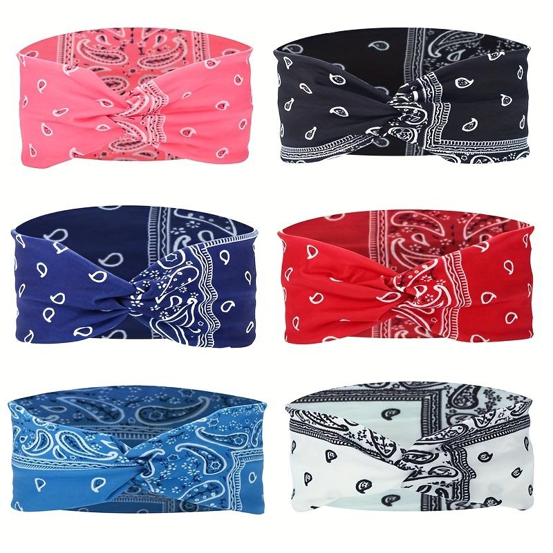 European and American Printed Sports Headband Elastic Knot Cross Headband Yoga Headscarf Paisley Headwear Hairband Hair Accessory