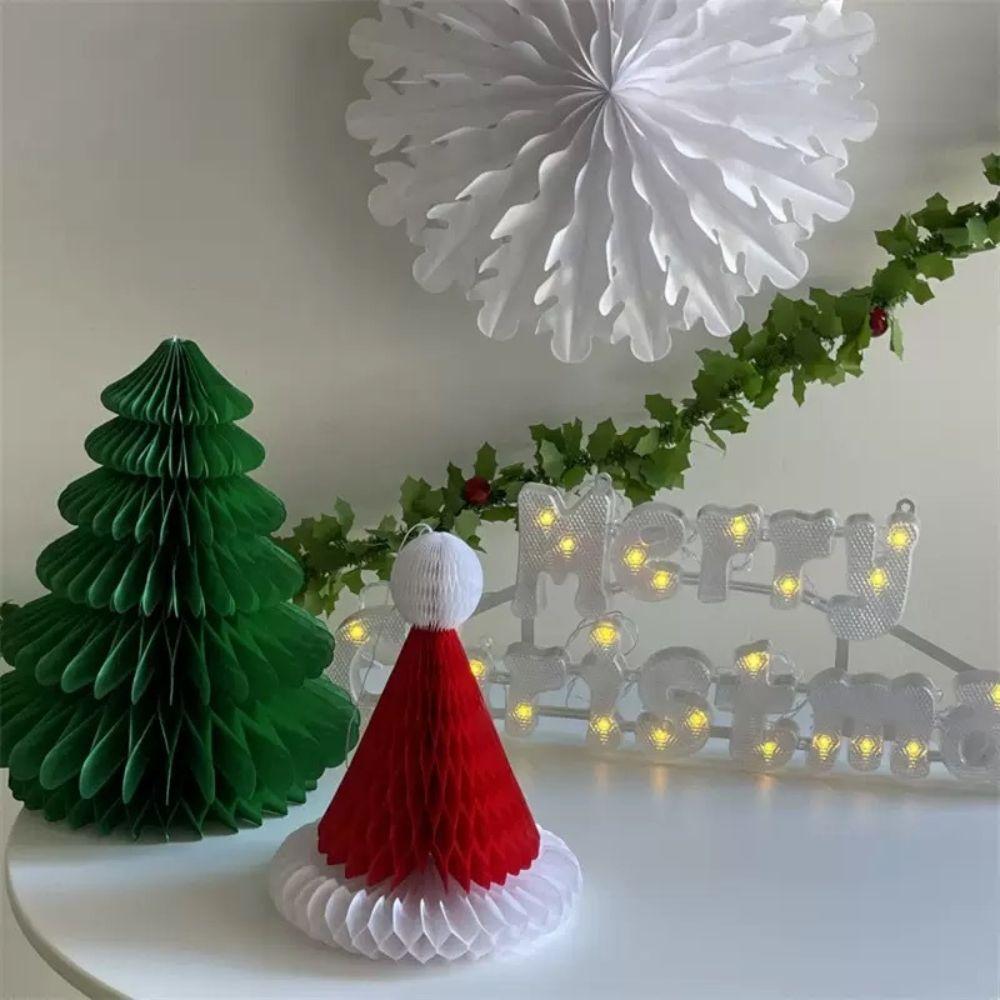 Foldable Paper Christmas Tree 3D Paper Craft Honeycomb Paper Christmas Decor Tabletop Ornament