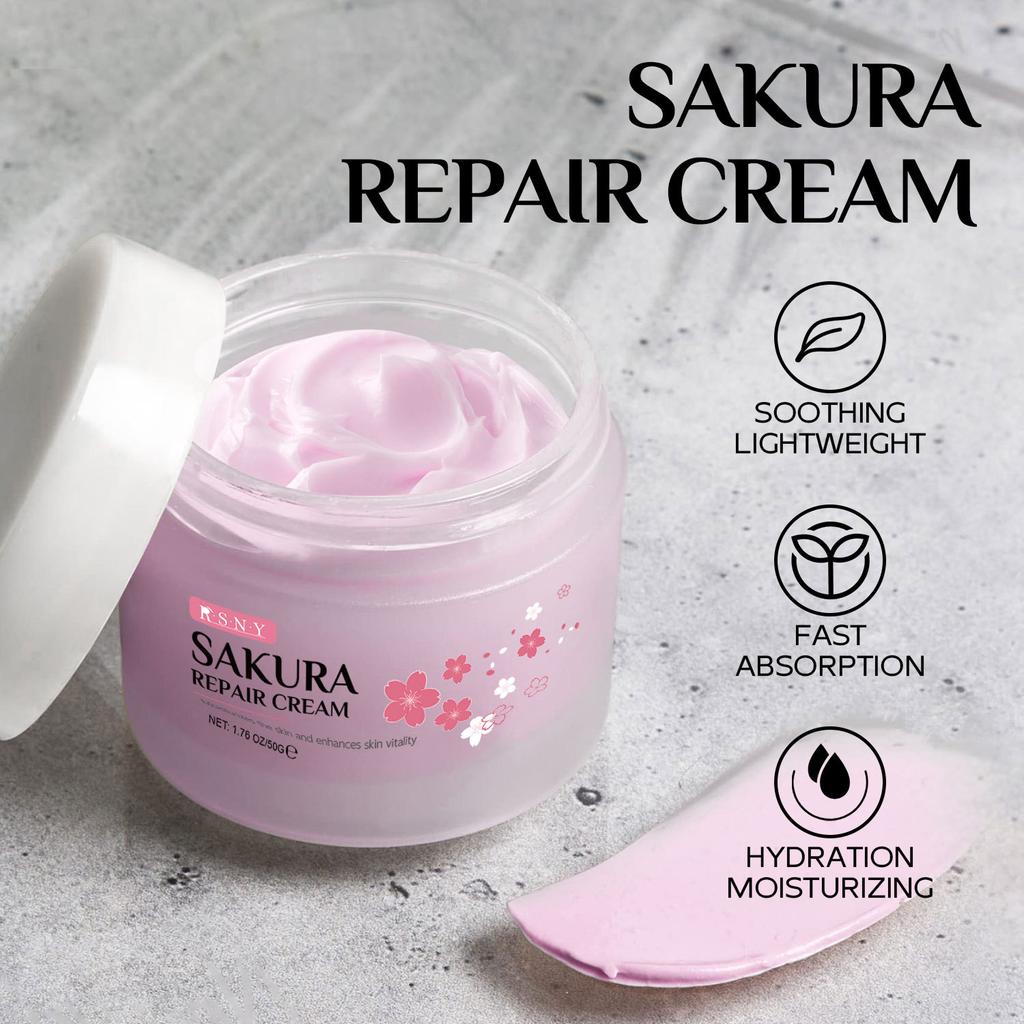 Cherry Blossom Essence Face Cream 50g Snowflake Cream Autumn and Winter Moisturizing Hydration Nourishing Nourish Hydrate Smooth and Delicate