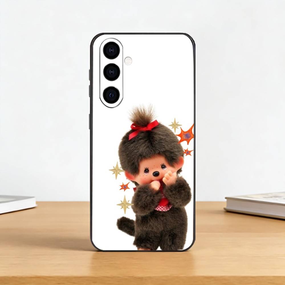Cute M-Monchhichi Phone Case For Samsung Galaxy A73,A72,A71,A70,A53,A52,A51,Soft Silicone Black Cover