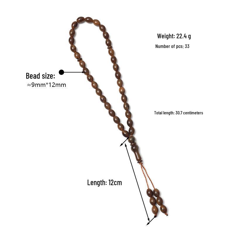 Исламский тасбих из 33 бусин, Розарий для молитвы, Бусины 9x12 мм, Ручная нить Хуэй из Ближнего Востока