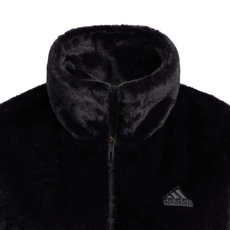 adidas Женская куртка на молнии с воротником-стойкой и вышитым логотипом, черная HM7105