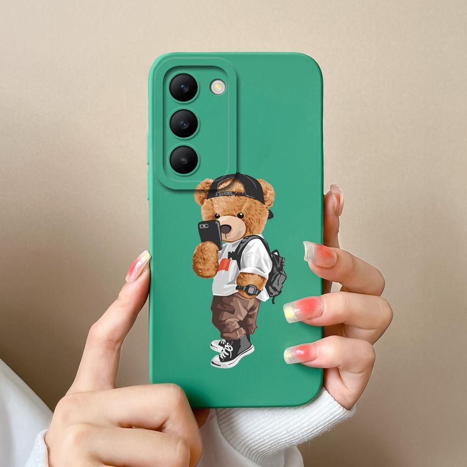 For Vivo V30 Lite V30E V30SE Phone Case Cool Bear Full Coverage Anti Drop Bumper For Vivo V30Lite V30 SE Liquid Silicone Fundas