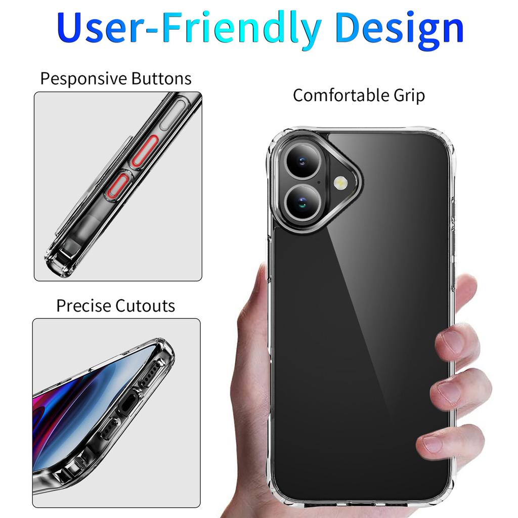 Slim Minimalist Transparent Cover for iPhone 17 Air 16 Plus 15 pro max Anti-Yellowing Shockproof Reinforced Corners Anti-Scratch Daily Protective Case