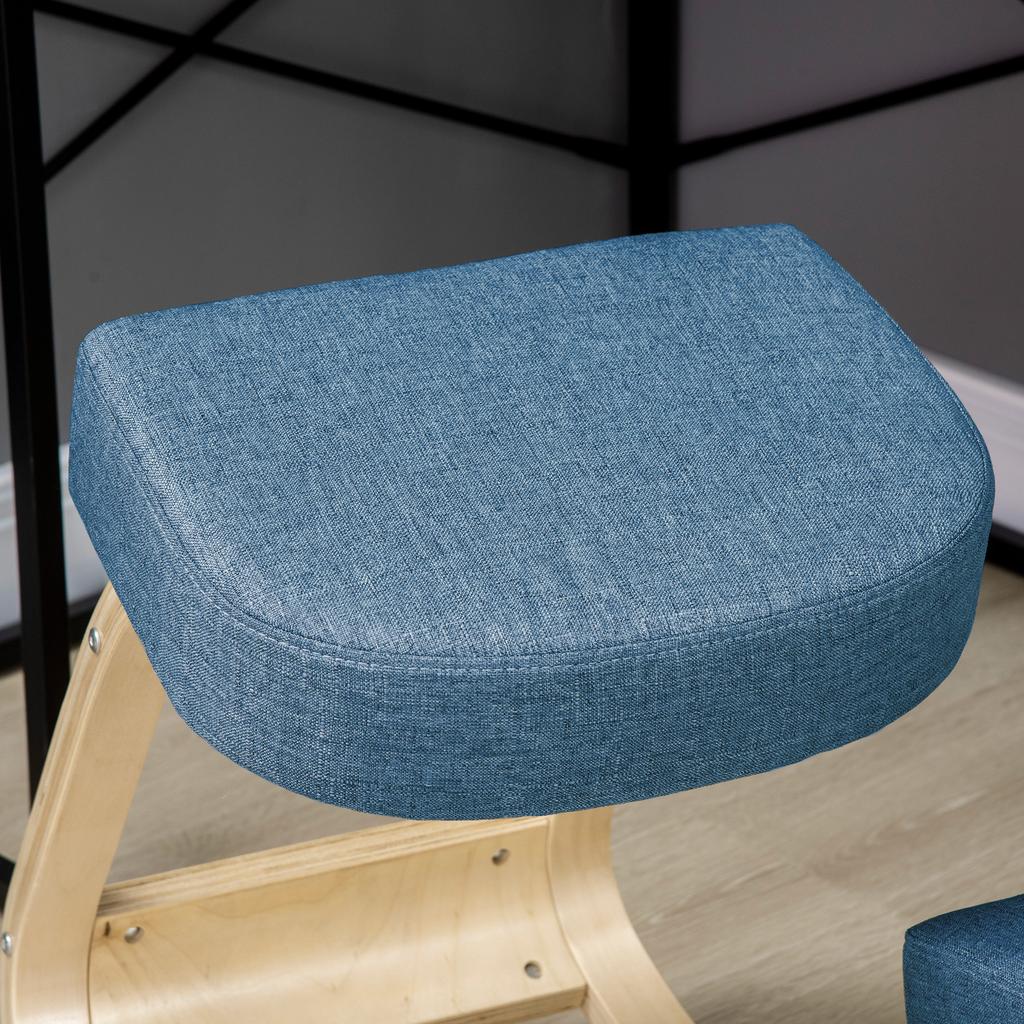 Knee Chair, Ergonomic Seat Stool, Padded Stool for Healthy Sitting Posture, Birch Wood, 120 kg Load Capacity, Blue