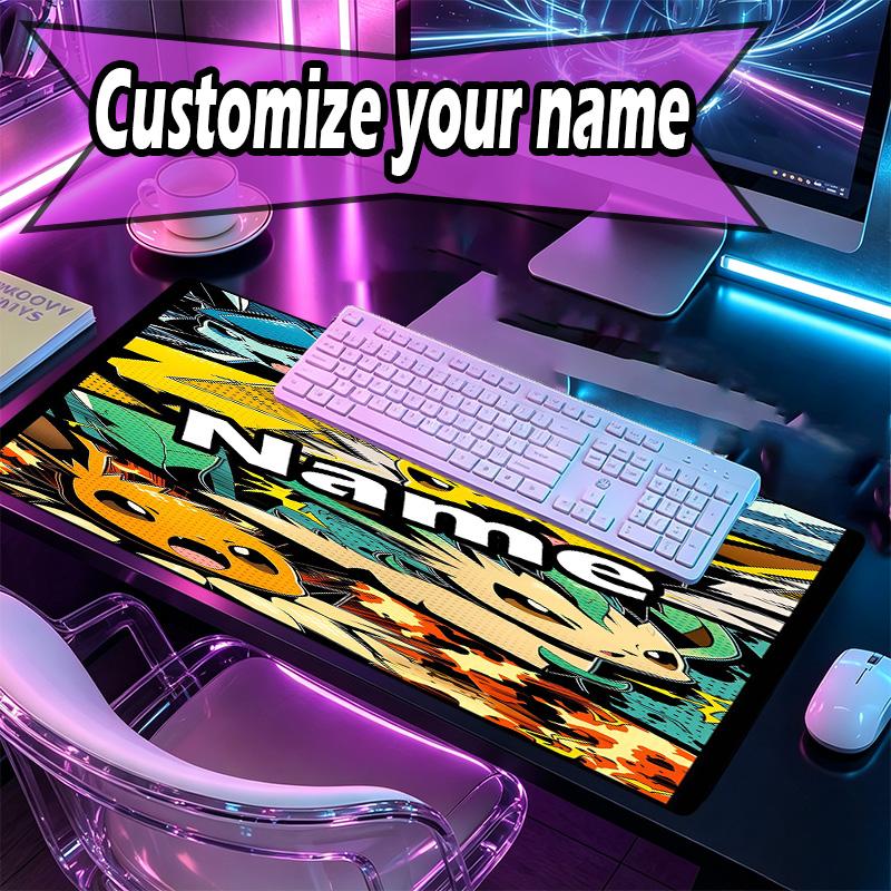 Custom Name Personalized Anime Pattern Mousepad, Laptop PC Desk Mat, Decorative Desk Mat for Home Keyboard Pad Gift