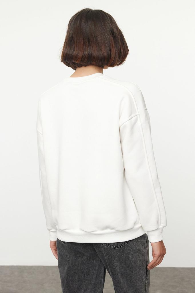 Women's Fashionable Stylish Sweatshirt Mint Oversize Wide Fit Pocket Thick Crew Neck Knitted Sweatshirt