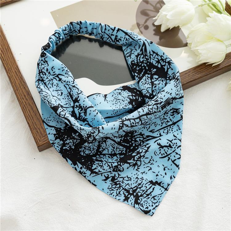 Summer Women Solid Color Head Scarf Vintage Triangle Bandanas Chiffon Elastic Hairbands Children Girl Headbands Hair Accessories