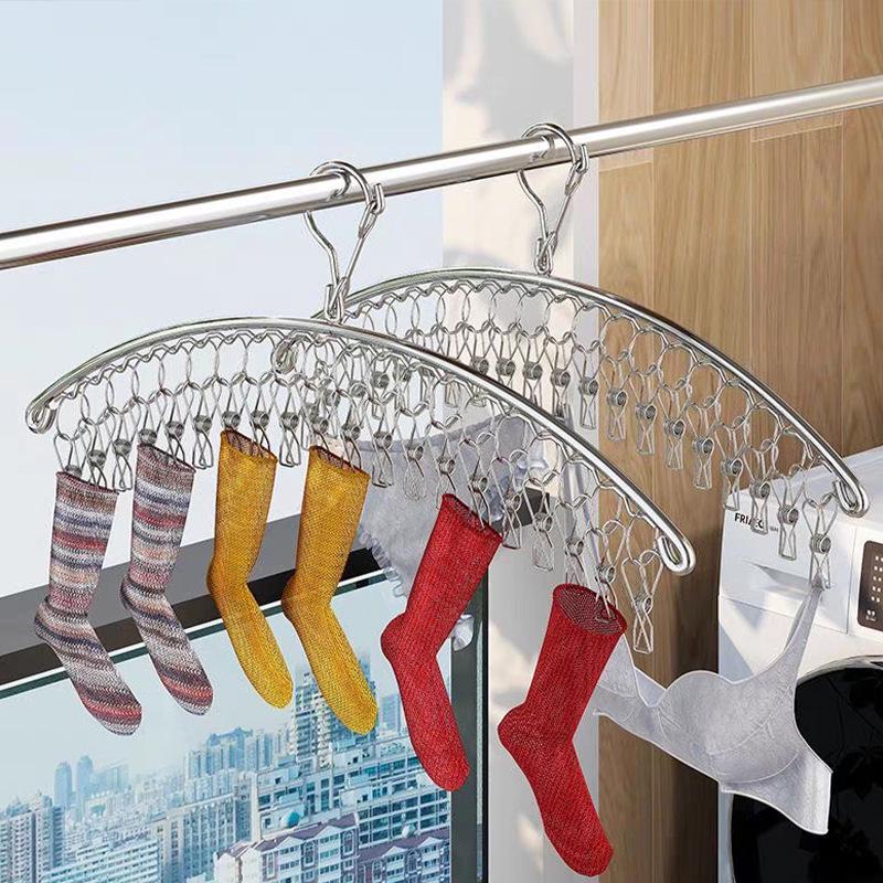 Ветрозащитная сушилка для носков и одежды из нержавеющей стали с прищепками