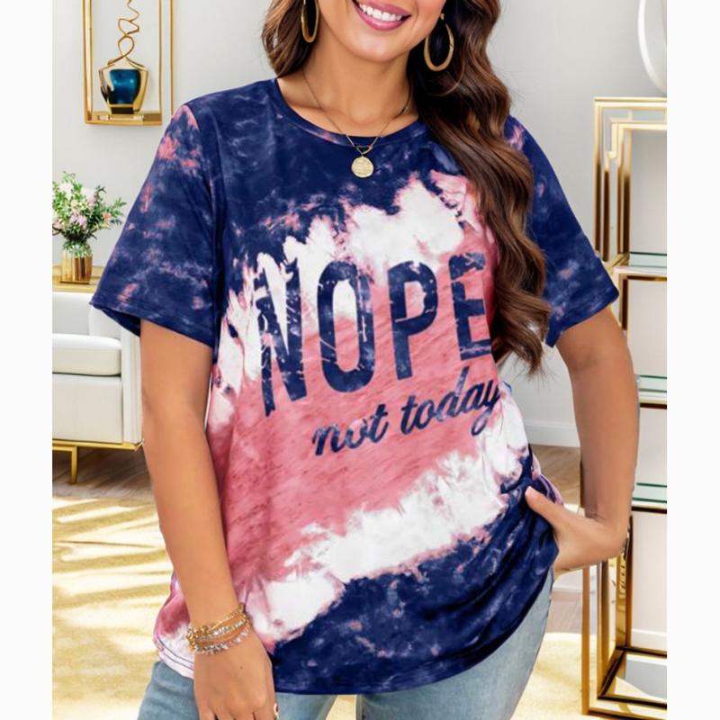 New Summer Letter Printed Loose T-shirt Women Short Sleeve Plus Size Casual T Shirt Female Round Neck Elegant Office Lady Tees Tops 24127