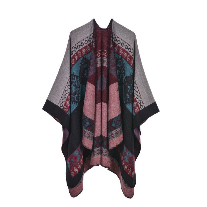 Ethnic Style Shawl Summer Outer Wear Women's Large Shawl Cape Cloak High-end Knitted Scarf