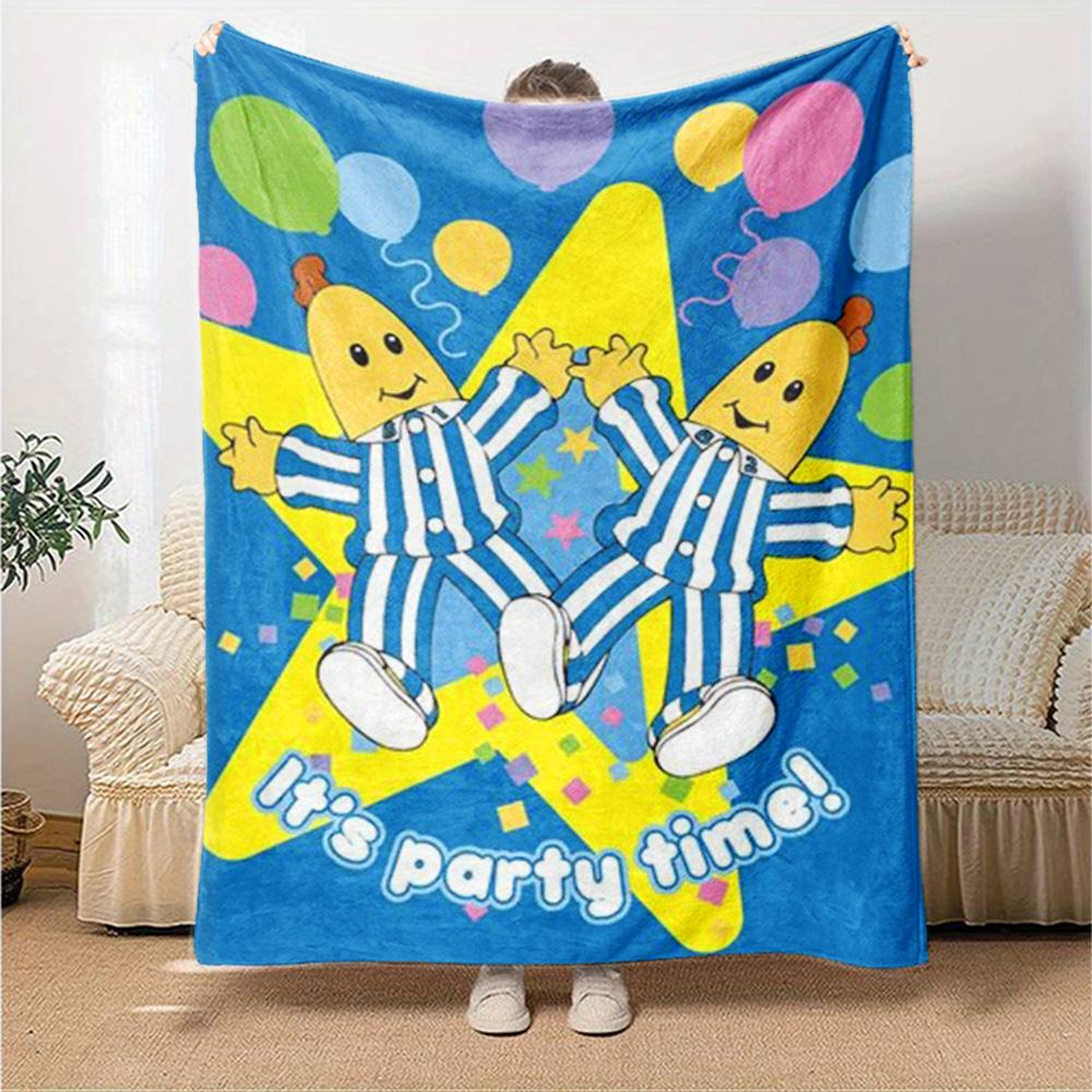 Bananas in Pyjamas Print Flannel Blanket High Quality Warm Comfortable Cover for All Seasons Perfect for Gifts Home Decor