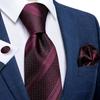 Formal Mens Tie Necktie Novelty Striped Silk Tie Hanky Cufflink Set for Mens Wedding Party
