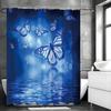 Синяя Бабочка Озеро Вода Фэнтези Занавеска для душа, Декоративная занавеска для душа для ванной, Водонепроницаемая занавеска для душа с крючками