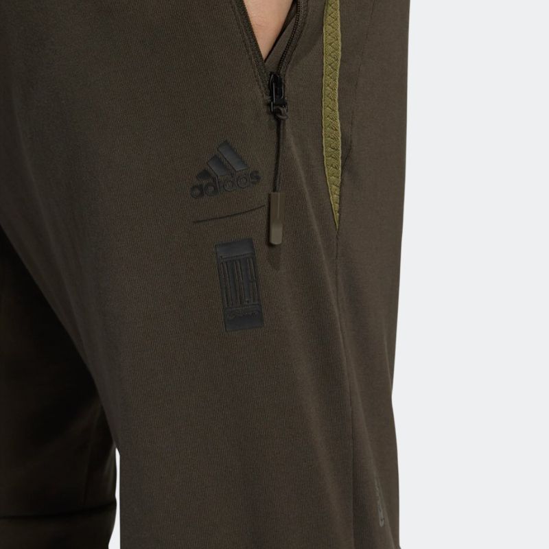 Adidas Вязаные брюки Essential с манжетами на щиколотках и принтом логотипа. Мужские спортивные штаны. Темно-серые оливково-зеленые HE5159