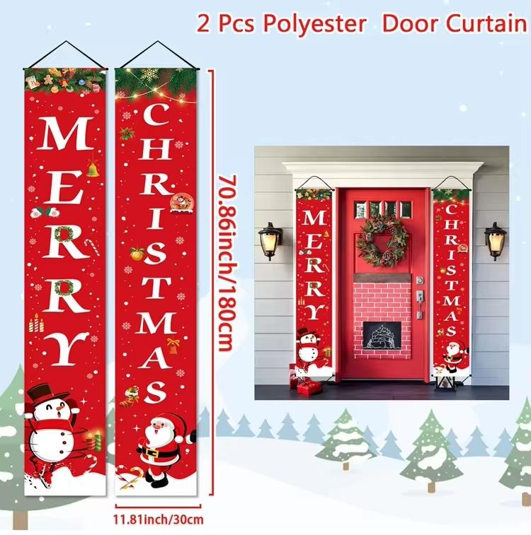 Christmas Hanging Door Banner Merry Christmas Decorations for Home Xmas Navidad Noel Natal Door Decor Happy New Year Gifts 2026