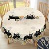 1 штука Весенняя круглая и прямоугольная скатерть, Доступна в различных размерах, Декоративная скатерть с элегантным принтом в виде кошек, Двор Та