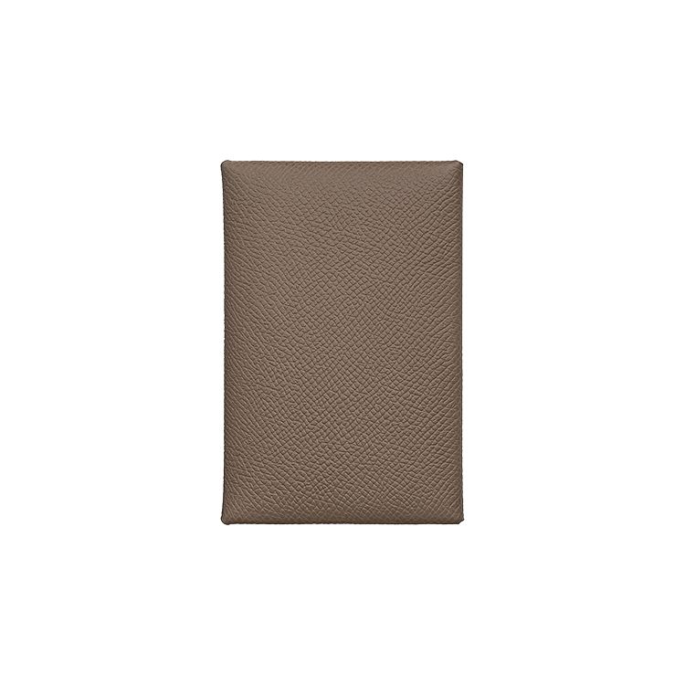 Hermes Calvi Duo Silver Buckle Epsom Calfskin Card Holder Wallet Unisex Wallet Elephant-Grey H083035CK18