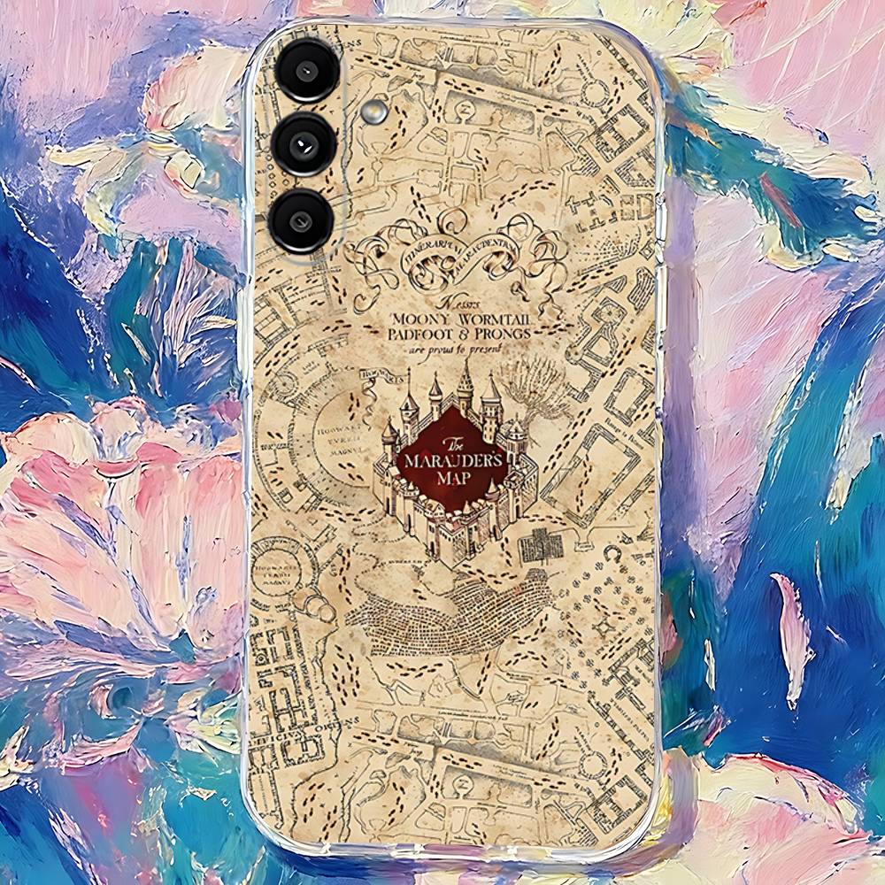 Vintage The M-Marauders Map Phone Case For Samsung S30,S25,S24,S23,S21,S22,S20,S10,5G,FE,lite,PIus,Ultra Transparent Cover