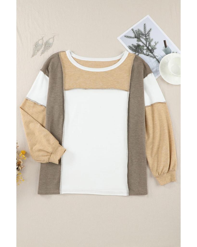 Azura Exchange Exposed Seam Color Block Patchwork Top