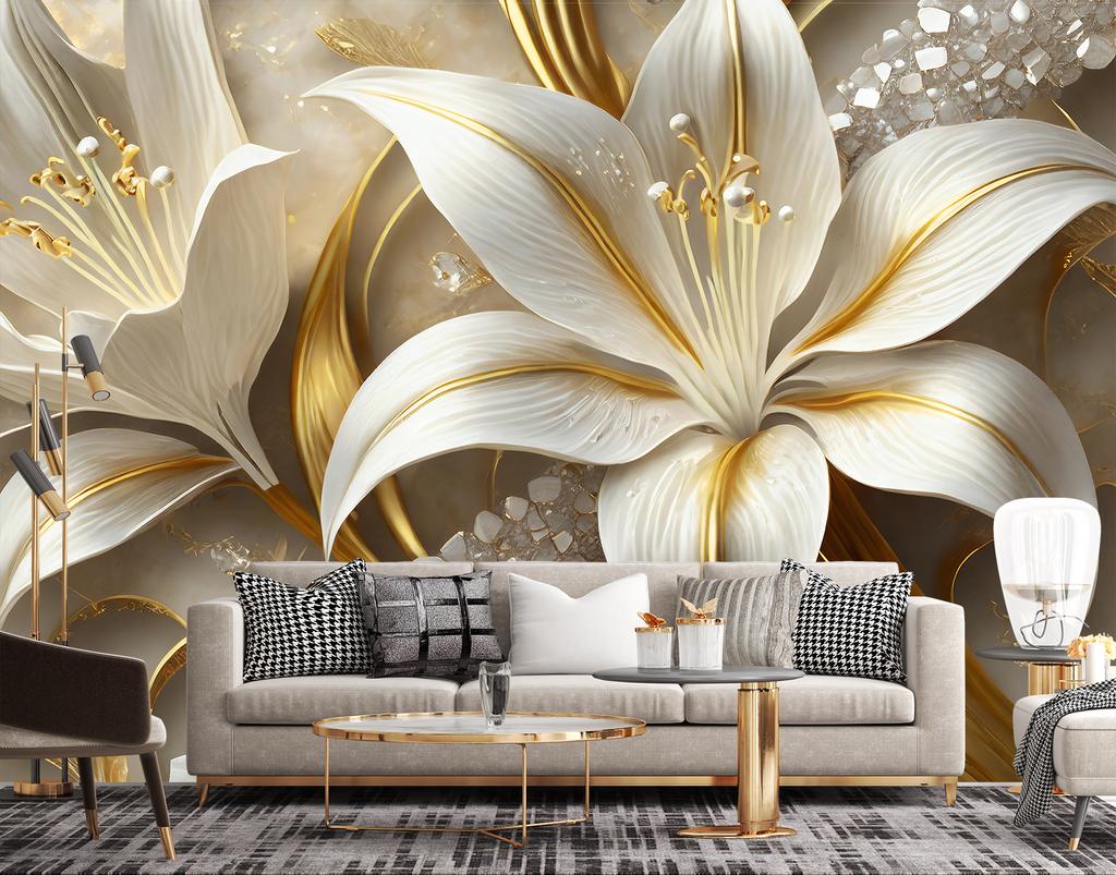 Обои Лилии гламур золото