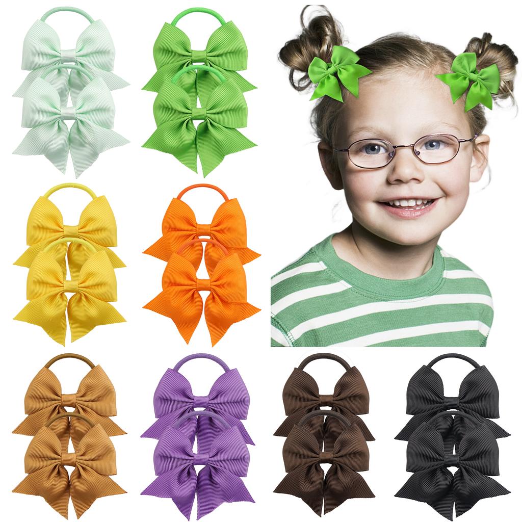 16 Pieces Babies Tiny 3 Inches Hair Bows Rubber Bands Hair Ropes Ponytail Holders for Baby Girls Infant Kids Hair Acessor